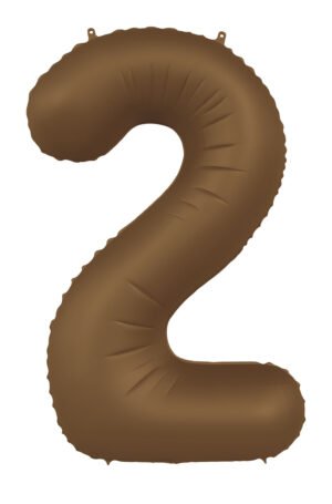 Foil balloon Number 2 - Chocolate Brown - Ultra Matt - 86 cm