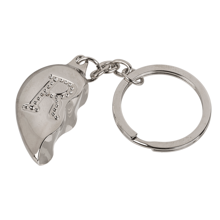 Metal Keychain, Broken Heart - Engraved Letter R - Image 2