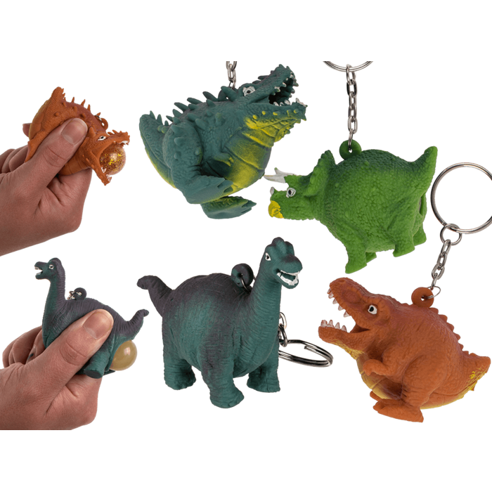 Metal keychain, Squeeze dinosaur,