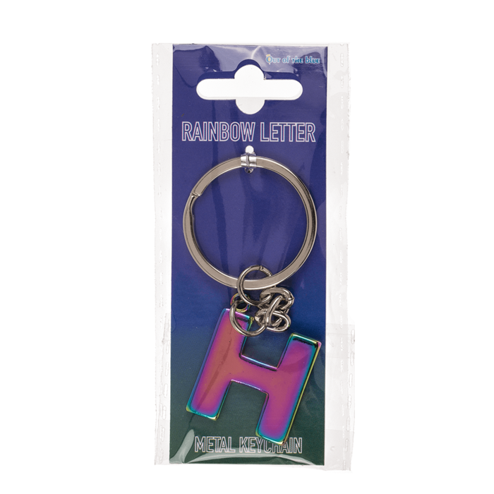 Metal Keychain, Rainbow Letter - Letter H - Image 3