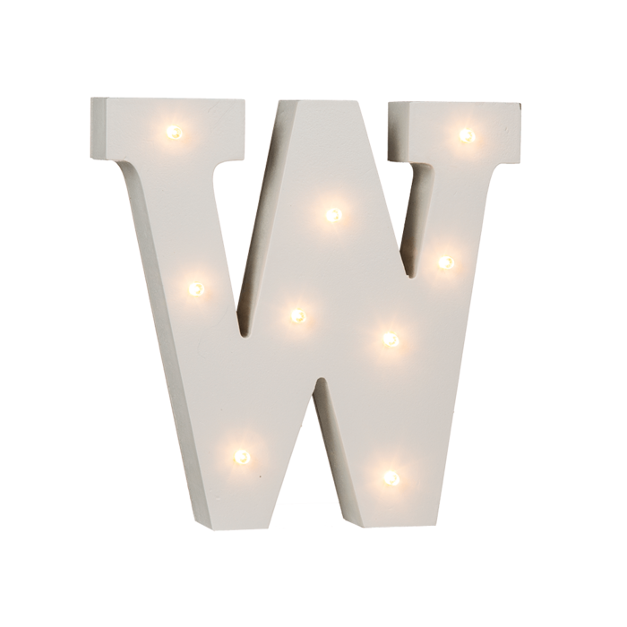 Illuminated wooden letter W, with 9 LED, - Image 2
