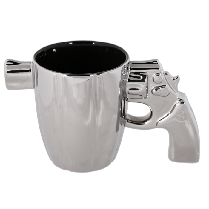 Silver mug with revolver handle, - Image 2
