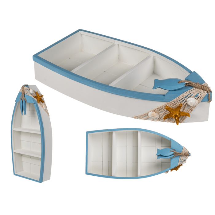 Wooden decoration boat with maritime deco,
