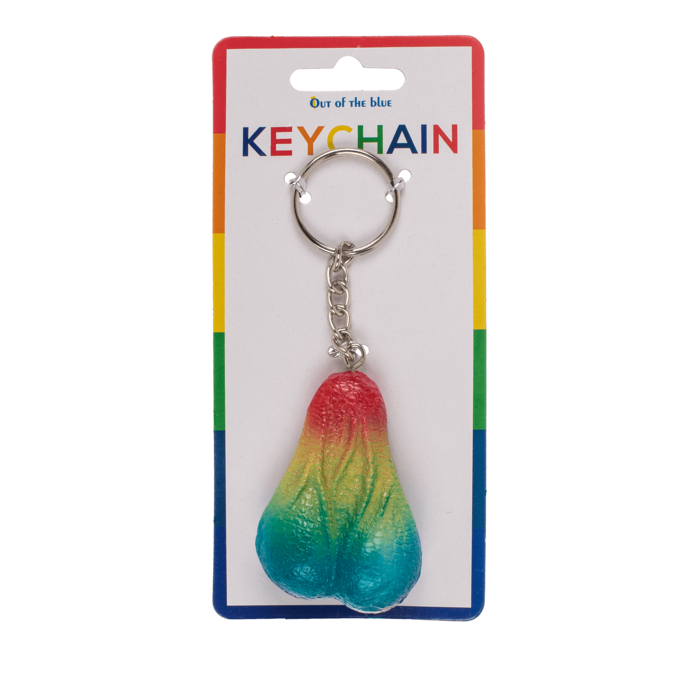 Metal key chain, Rainbow Testicle, - Image 2