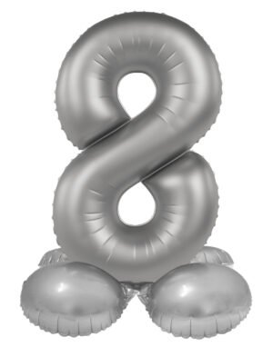 Standing Foil balloon Number 8 - Moonlight Silver - Satin Gloss - 72 cm