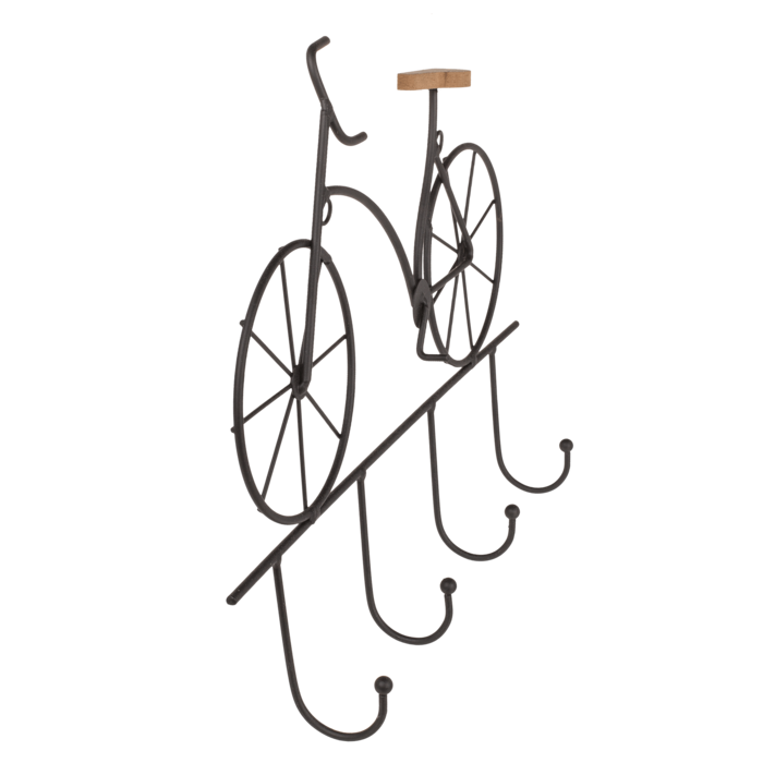 Black metal coat rack, bicycle, with 4 hooks, - Image 3