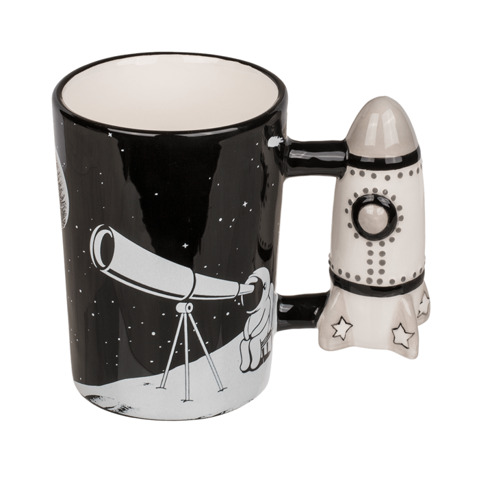 Spaceman Ceramic Coffee Mug with Rocket Handle - Image 2