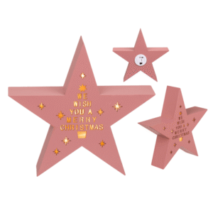 Rose colored wooden standing star with LED,