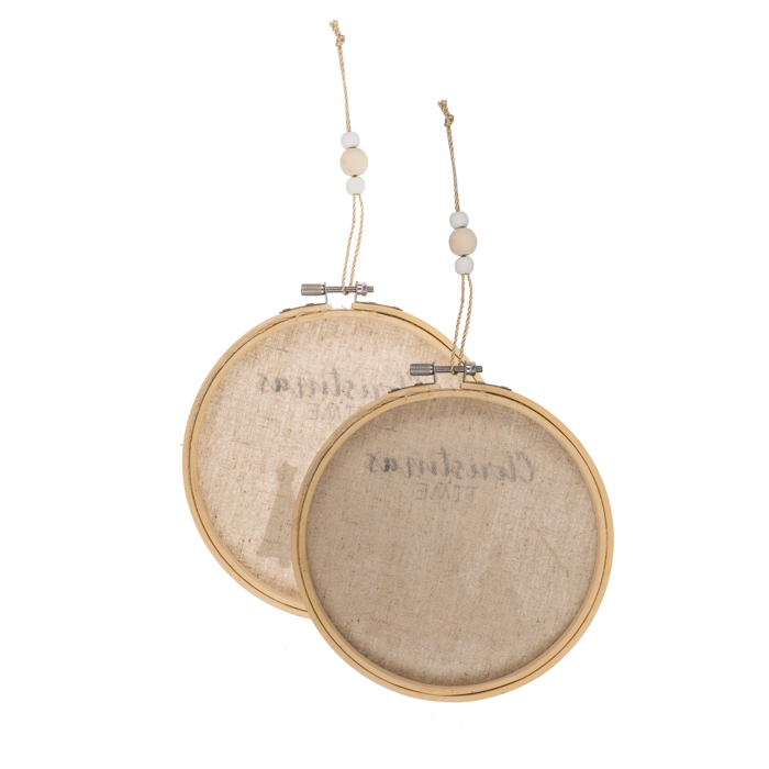 Round wooden frame with Jute, Christmas Time, - Image 3