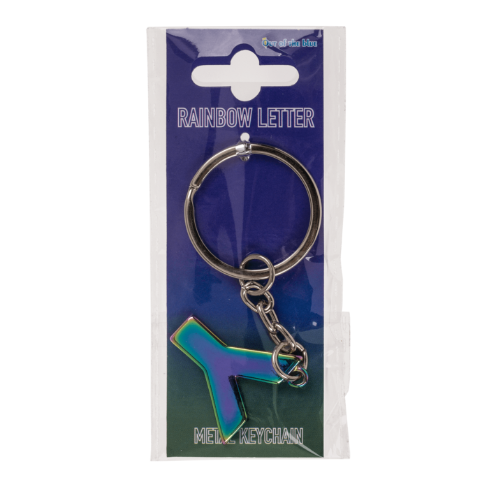 Metal Keychain, Rainbow Letter - Letter Y - Image 2