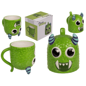 Upside Down Mug, Monster, green, ca. 12 x 14 cm,