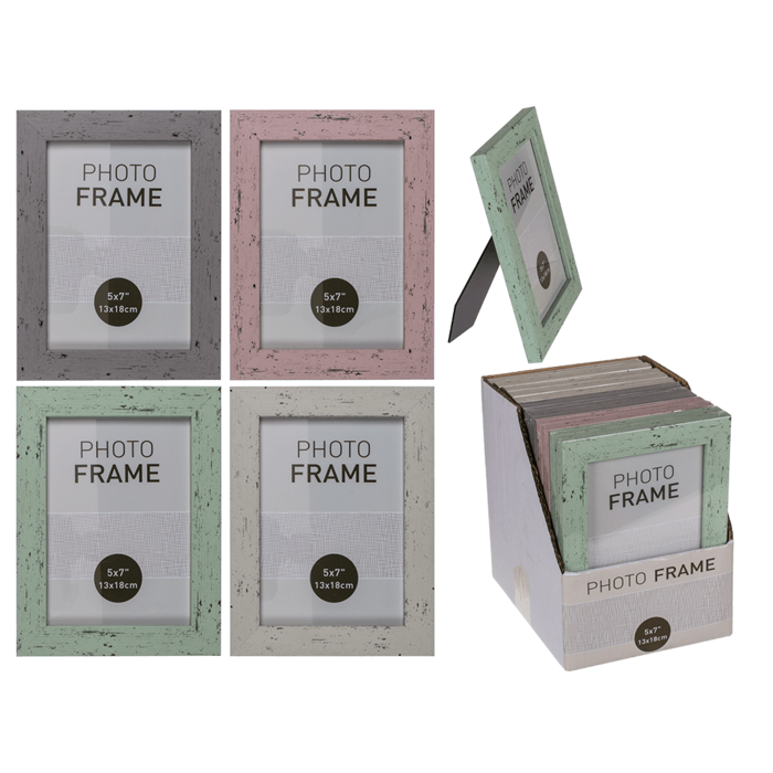 Pastel-Coloured Plastic Photo Frame in Wooden,