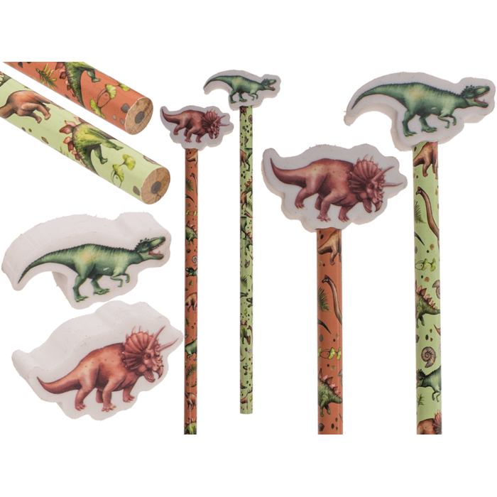 Pencil with eraser, Dinosaur,