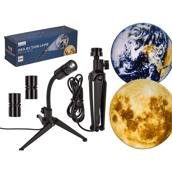 Projection lamp, Earth & Moon, alu + ABS material,
