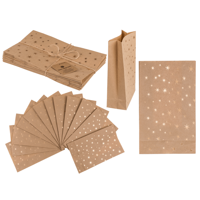 Craft paper bag, stars,