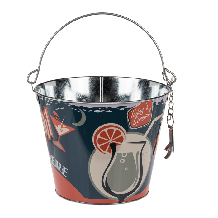 Metal Beer Bucket with Bottle Opener, Vintage - Image 4