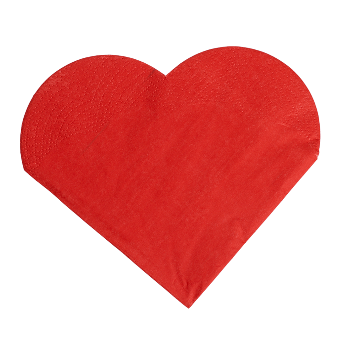 Red coloured paper napkins in heart design, - Image 3