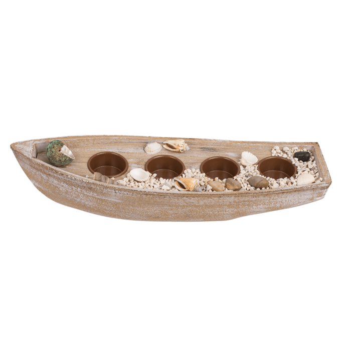 Wooden boat for 4 tealights, mussels - Image 2