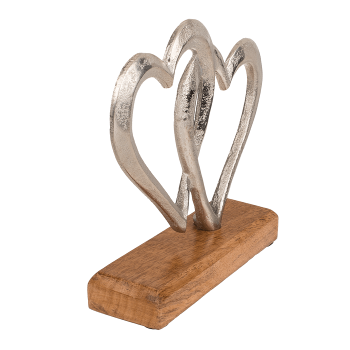 Silver colored metal double heart, - Image 3