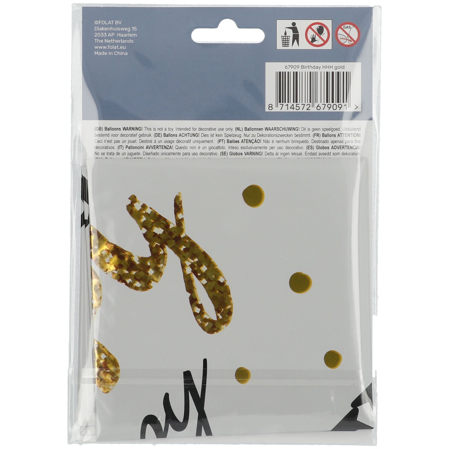 Foil Balloon Happy Birthday Gold Dots - 45 cm - Image 2
