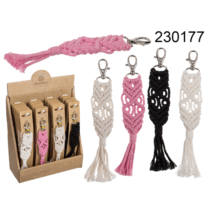 Metal key chain, Makramee style,