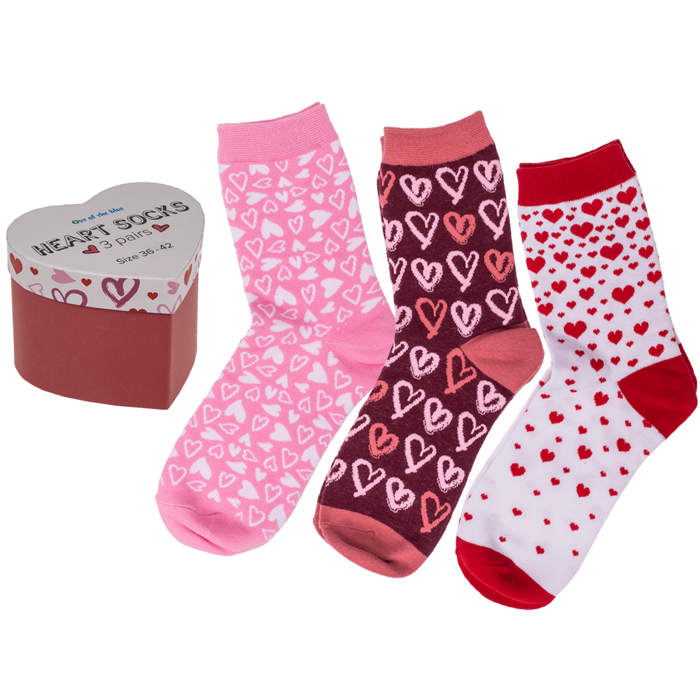 Set of 3 women socks, Hearts, Size 36 - 42,