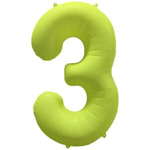 Foil Balloon Number 3 - Neon Yellow - 86 cm