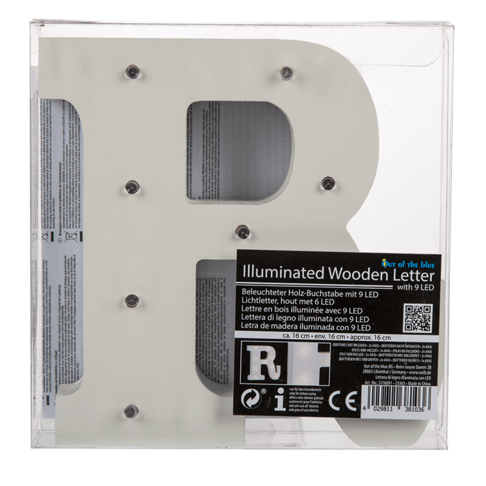 Illuminated wooden letter R, with 9 LED, - Image 4