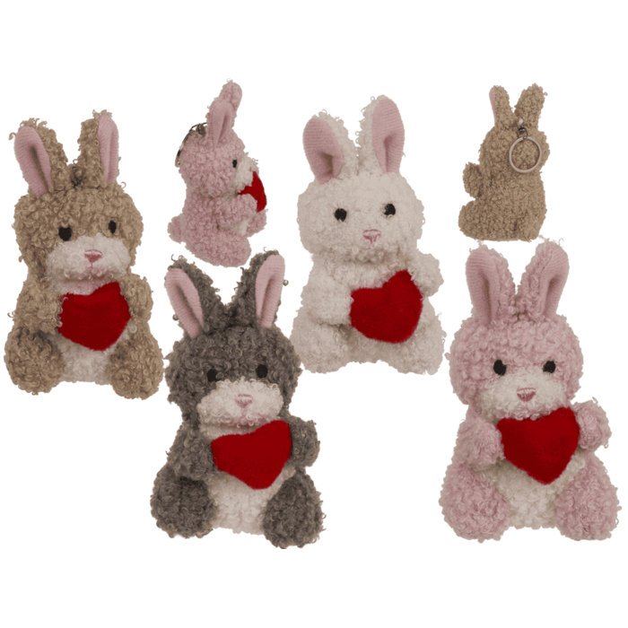 Metal keychain, rabbit with heart,