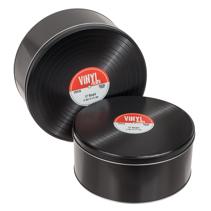 Round metal tin, vinyl record, - Image 2