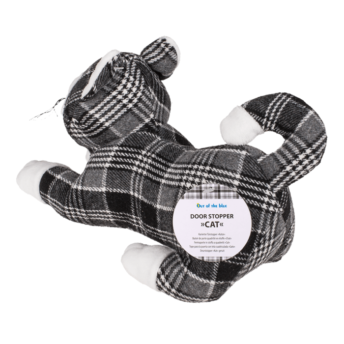 black/grey/white checkered door stopper, cat, - Image 2