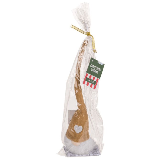 Fabric Christmas gnome with LED (incl. battery), - Image 2