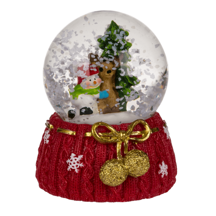 Polyresin snow globe with Reindeer & Santa, - Image 3
