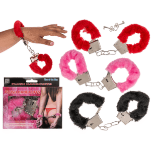 Plush Handcuffs, 3 colours asstd.,