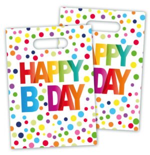 Happy Bday Gift Bags with Dots - 8 pieces