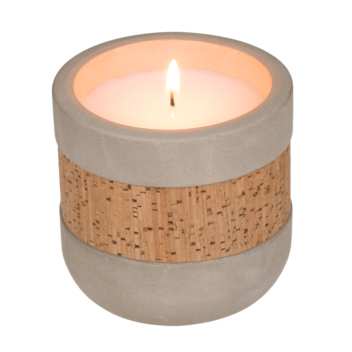 Candle in cement pot with corc decoration, - Image 3