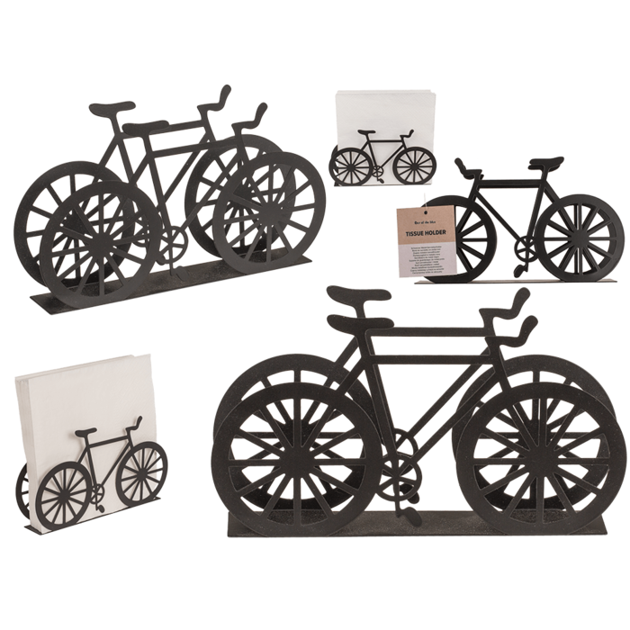 Black metal tissue holder, bicycle, ca. 19 x 3 x
