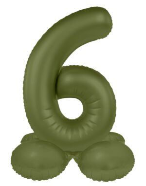 Standing Foil balloon Number 6 - Olive Green - Ultra Matt - 72 cm