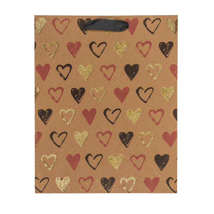 Craft paper gift bag, hearts, - Image 4