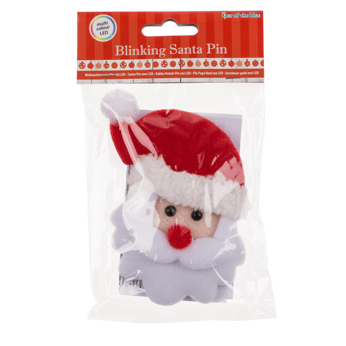 Fabric Santa pin with LED incl. batteries, - Image 2