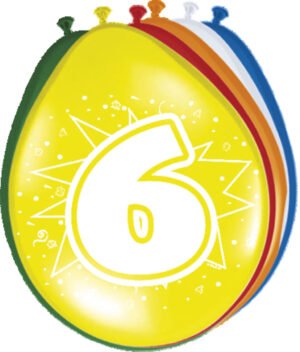 6th Birthday Party Balloons - 8 pieces