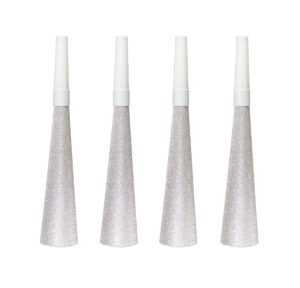 Silver Glitter Horns 19 cm - 4 pieces