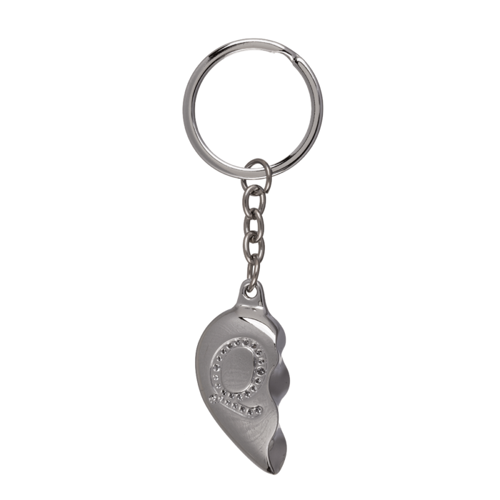 Metal Keychain, Broken Heart - Engraved Letter Q - Image 3