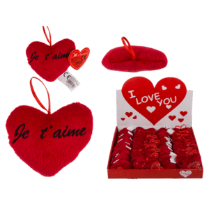 Red plush heart , Je t' aime,