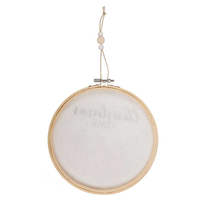 Round wooden frame with Jute, Christmas Time, - Image 3