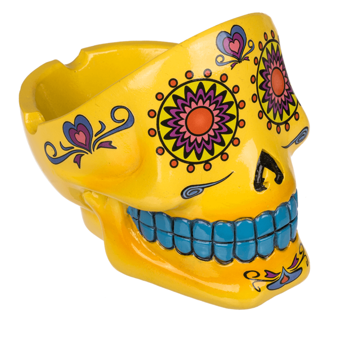 Polyresin ashtray, Coloured Skull I, - Image 3
