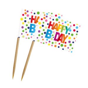 Happy Bday Dots Party Pickers - 50 pieces