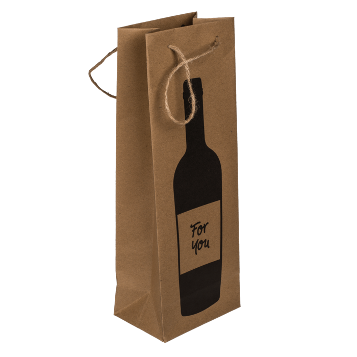 Wine bottle craft paper gift bag, with jute - Image 2