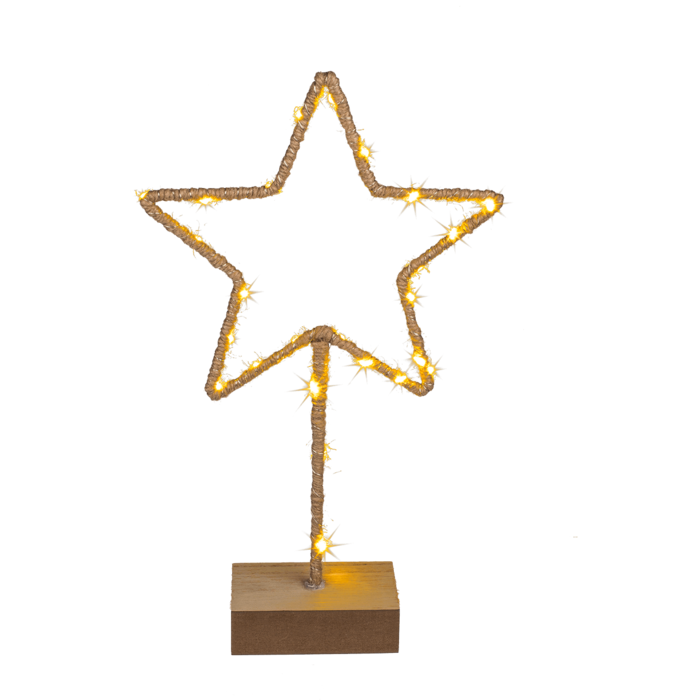 Metal-star with Jute decoration & LED, - Image 2