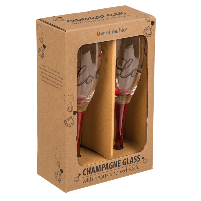 Champagne glass with hearts and red socle, - Image 3